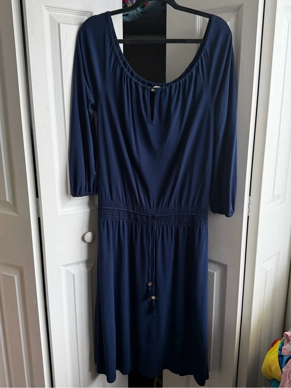 Tory Burch Navy Scoop-Neck Midi Dress